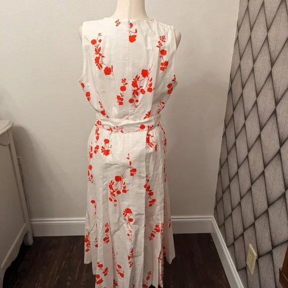 Ann Taylor Floral Button Flare Dress
